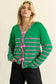 Cardigans Cute Bow Cardigan - Green Stripe Knit