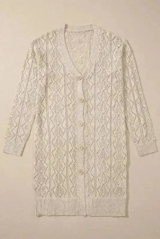 Cardigans Elegant Eggshell Cable Cardigan