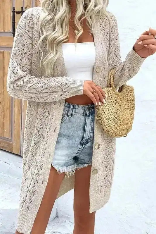 Cardigans Elegant Eggshell Cable Cardigan