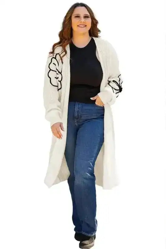 Cardigans Embroidered Elegance Duster Cardigan