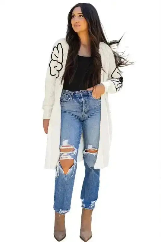 Cardigans Embroidered Elegance Duster Cardigan