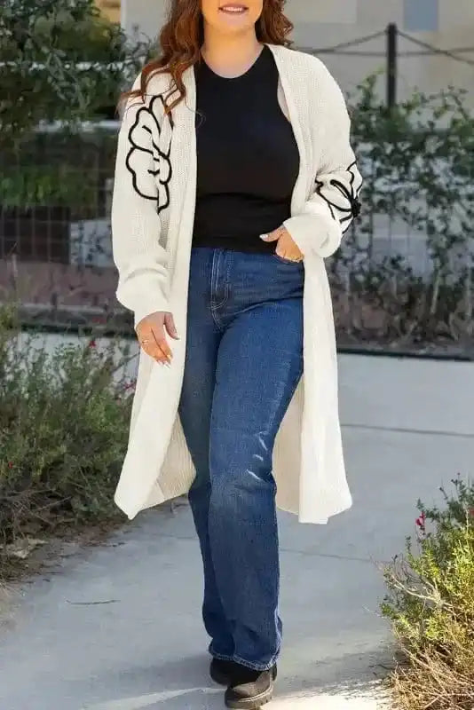 Cardigans Embroidered Elegance Duster Cardigan