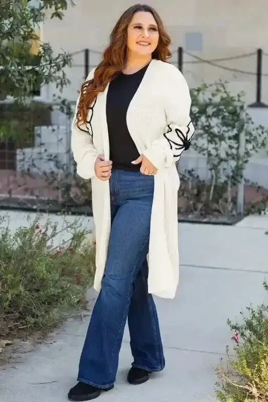 Cardigans Embroidered Elegance Duster Cardigan