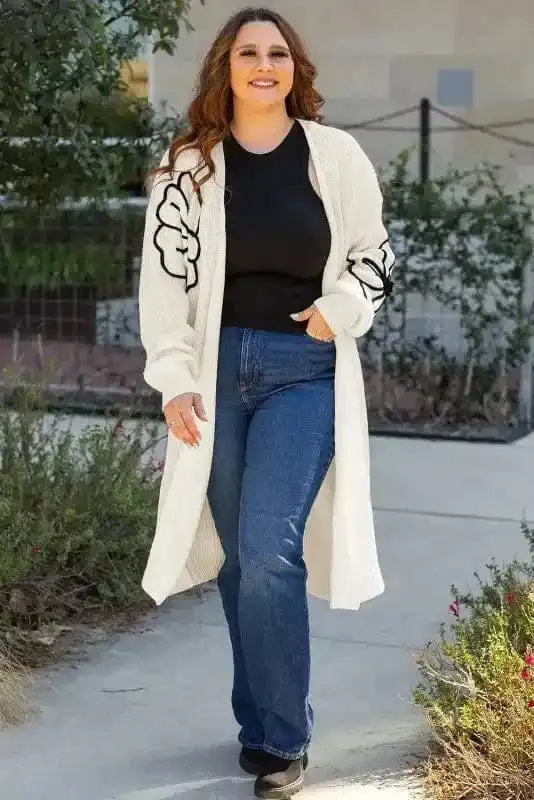 Cardigans Embroidered Elegance Duster Cardigan