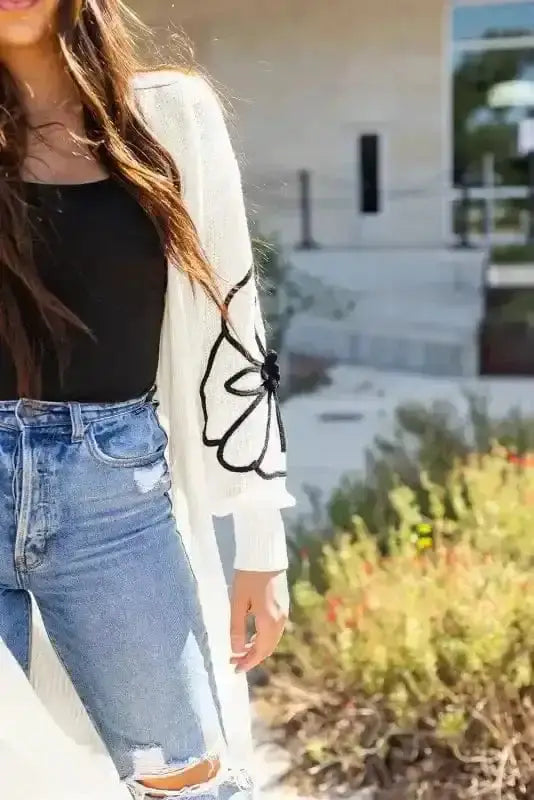 Cardigans Embroidered Elegance Duster Cardigan