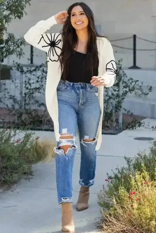 Cardigans Embroidered Elegance Duster Cardigan