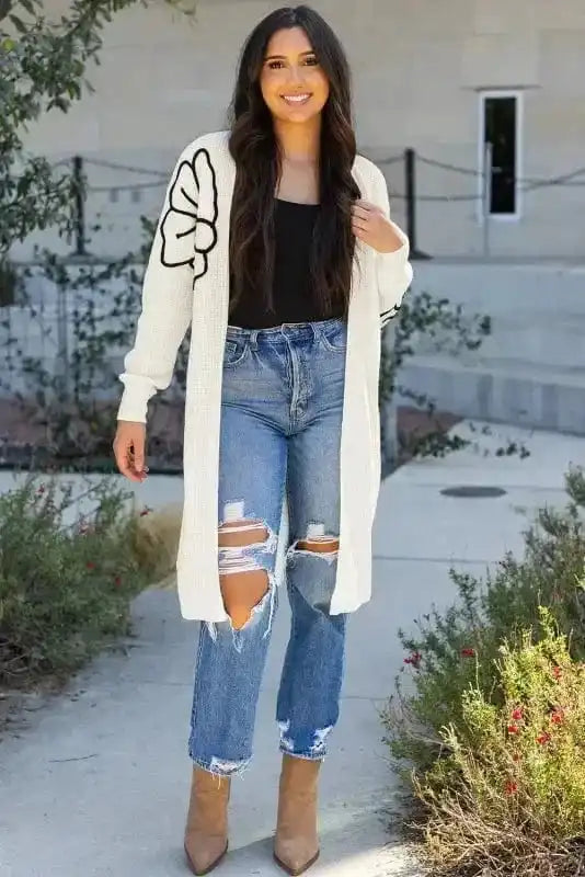 Cardigans Embroidered Elegance Duster Cardigan