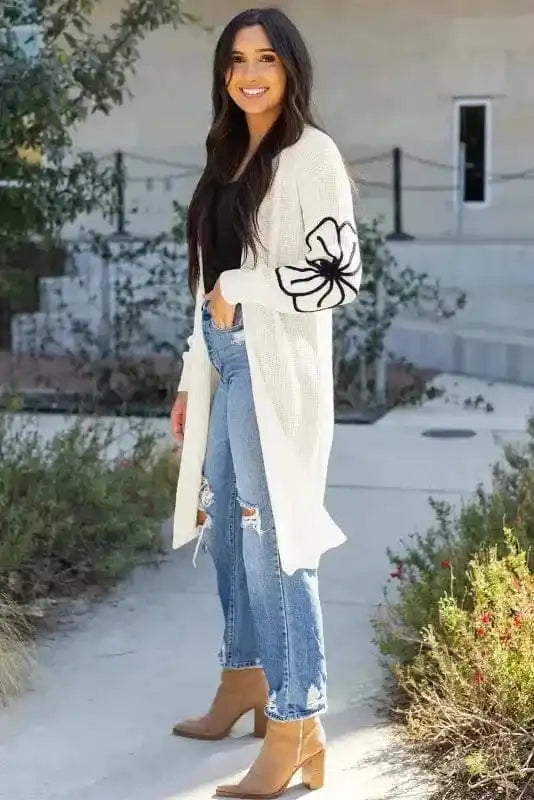Cardigans Embroidered Elegance Duster Cardigan