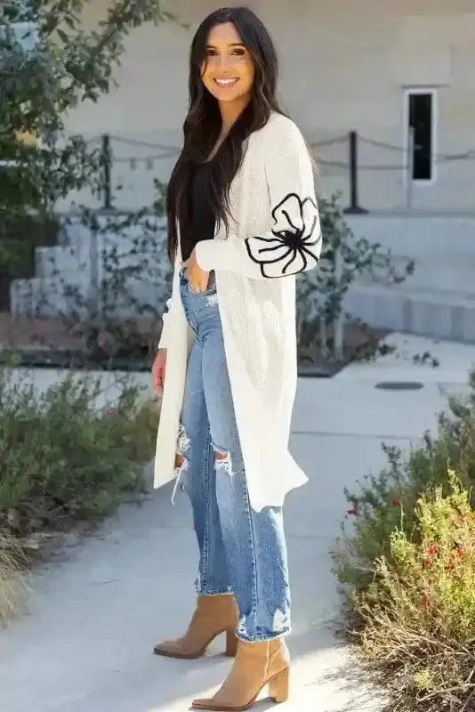 Cardigans Embroidered Elegance Duster Cardigan