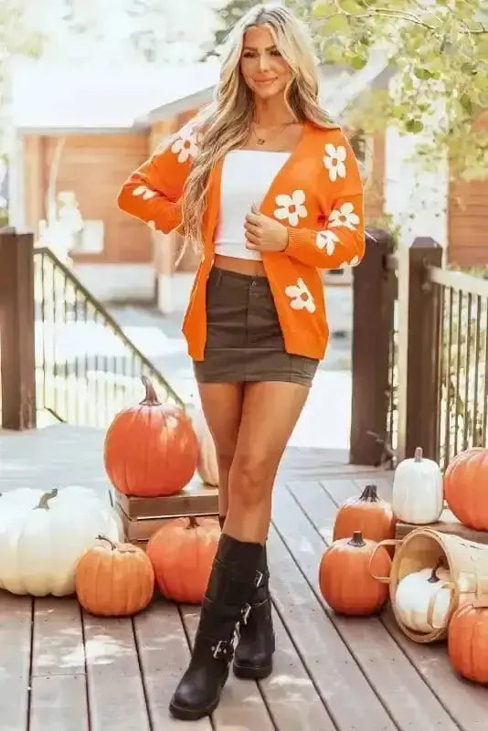 Cardigans Floral Loose Open Cardigan