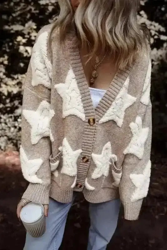 Cardigans Khaki / S / 42%Acrylic+30%Polyester+28%Polyamide Stellar Sherpa Cardigan