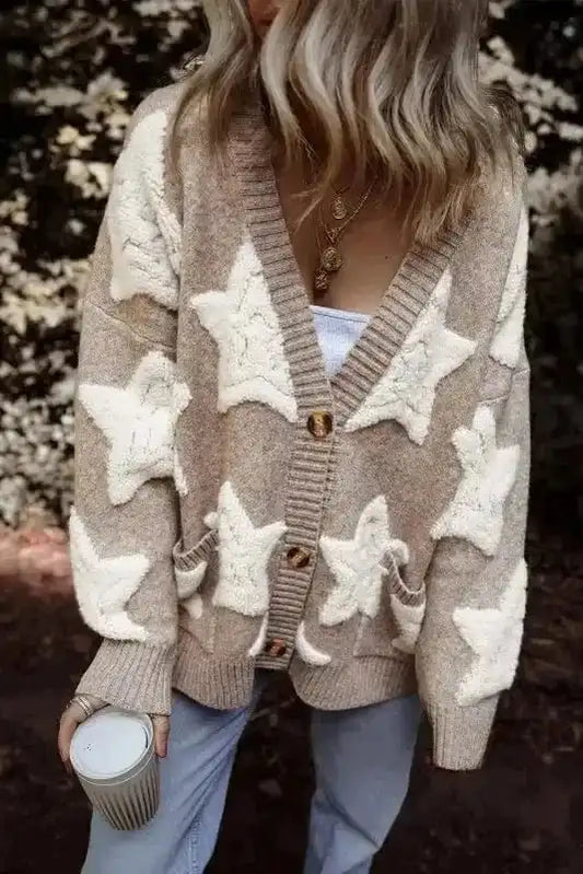 Cardigans Khaki / S / 42%Acrylic+30%Polyester+28%Polyamide Stellar Sherpa Cardigan
