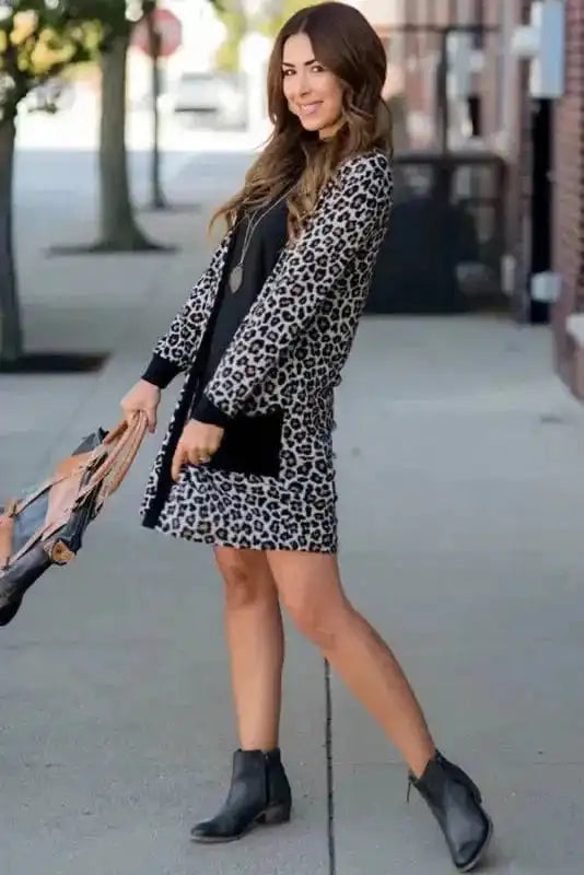 Cardigans Leopard Finesse Open Front Cardigan