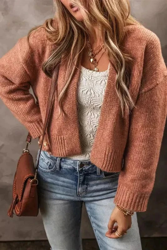 Cardigans Light French Beige / S / 33%Acrylic+27%Polyester+25%Cotton+15%Polyamide Urban Drift Cropped Cardigan