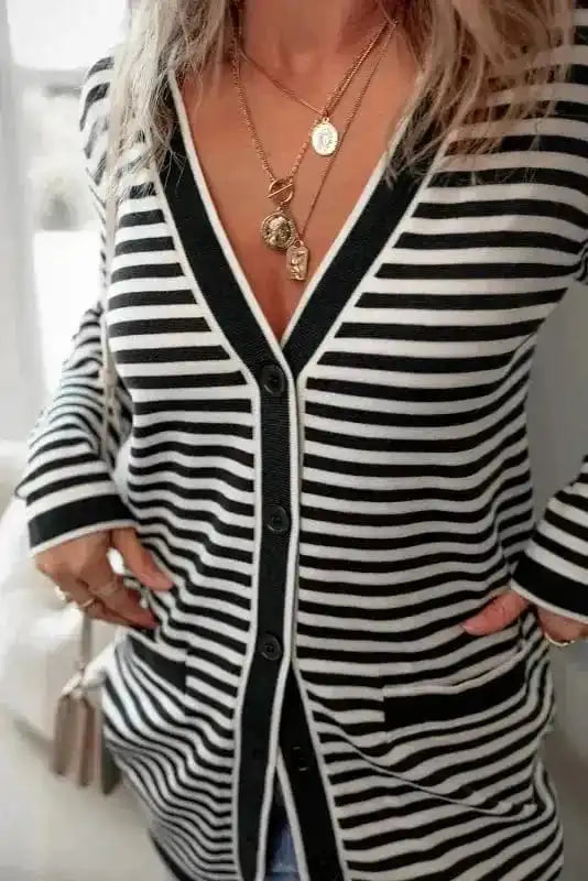 Cardigans Onyx Stripe Longline Cardigan