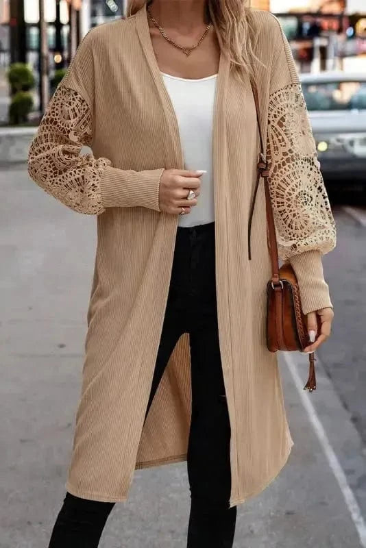 Cardigans Parchment / S / 95%Polyester+5%Elastane Lace Unraveled Duster Cardigan