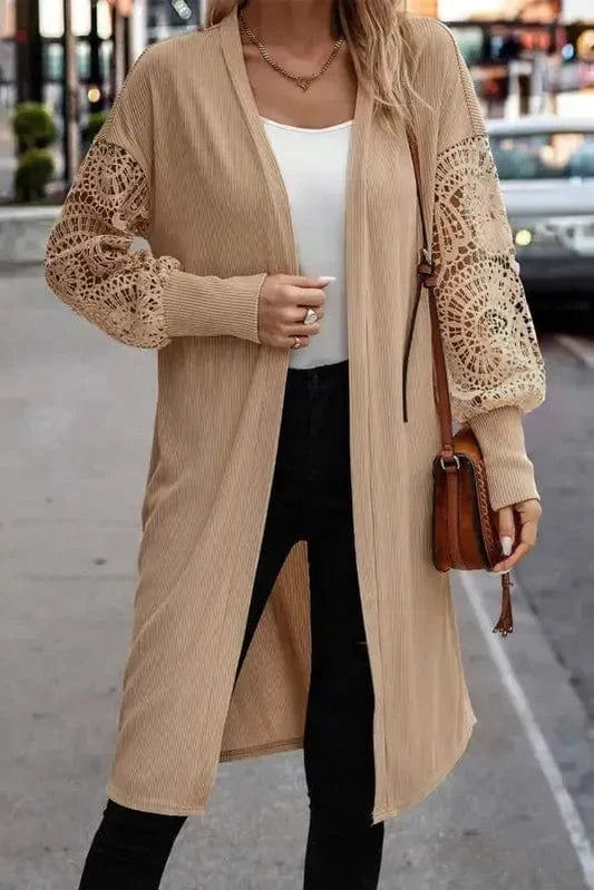 Cardigans Parchment / S / 95%Polyester+5%Elastane Lace Unraveled Duster Cardigan