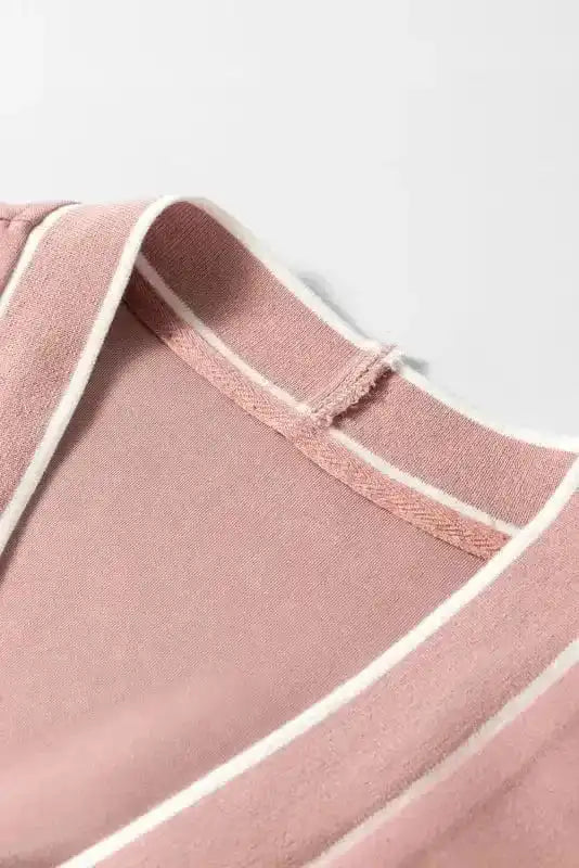 Cardigans Pink Cardigan - Contrast Trim Buttoned