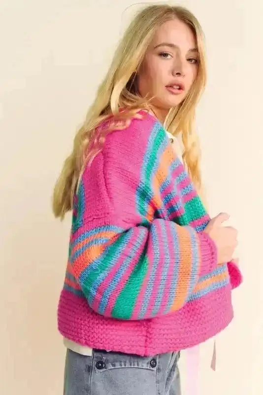 Cardigans RosyStripes Puff Sleeve Cardigan