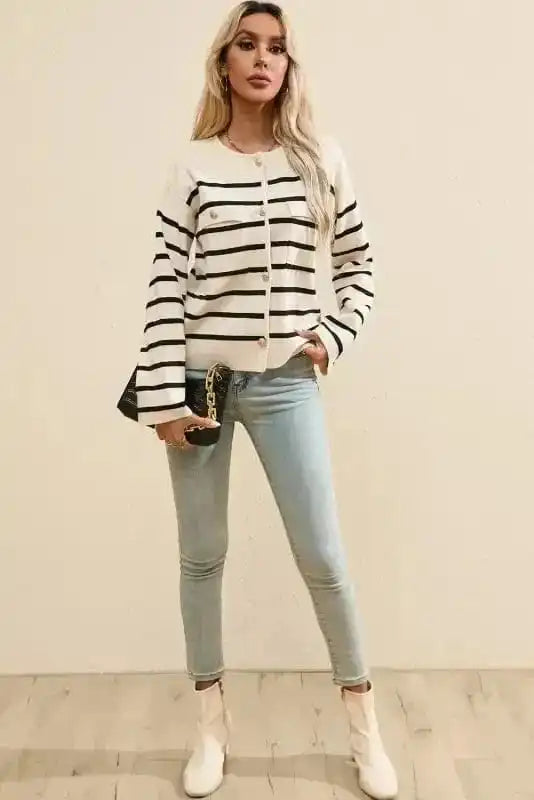 Cardigans Sable Stripe Button Cardigan