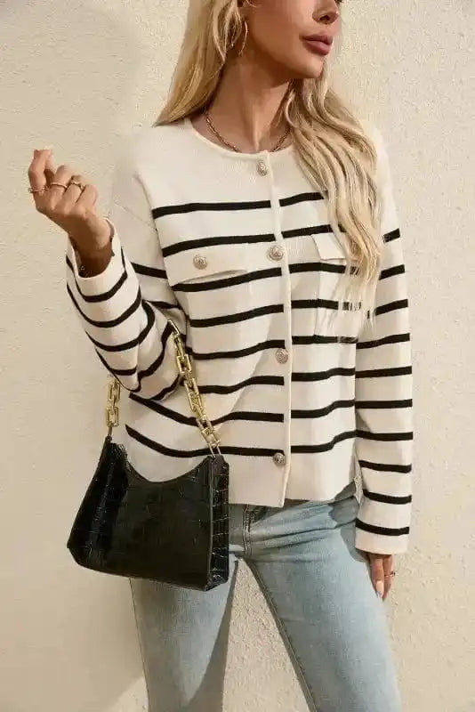 Cardigans Sable Stripe Button Cardigan