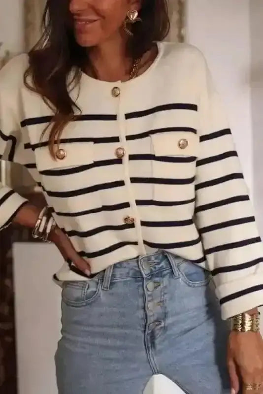 Cardigans Sable Stripe Button Cardigan