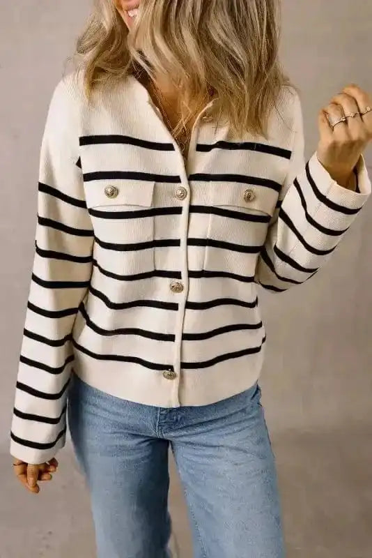 Cardigans Sable Stripe Button Cardigan