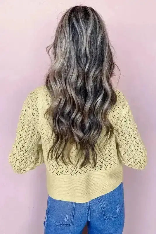 Pointelle knit cardigan back view — Fashionfitz UK