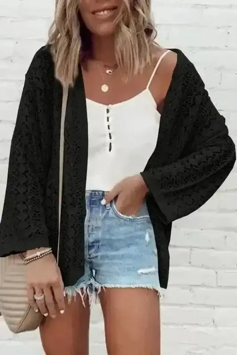 Soft knit open front cardigan front view — Fashionfitz UK