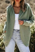 Cardigans Waffle Knit Open Front Cardigan