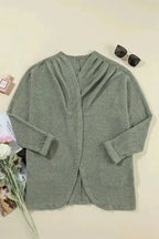 Cardigans Waffle Knit Open Front Cardigan