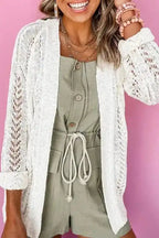 Cardigans White1 / M / 100%Acrylic Cloud Embrace Open Knit Cardigan