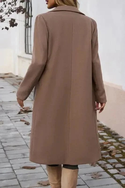 Coats Single Breasted Lapel Collar Overcoat - Flap Pockets