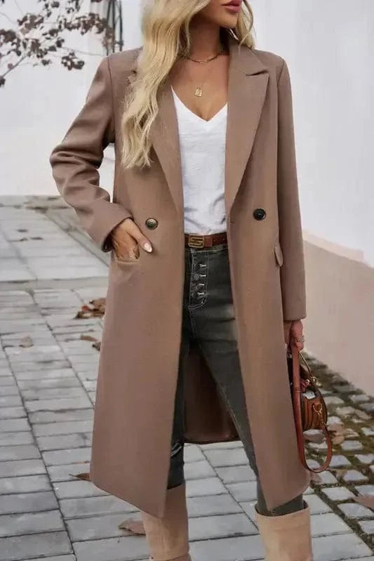 Coats Single Breasted Lapel Collar Overcoat - Flap Pockets