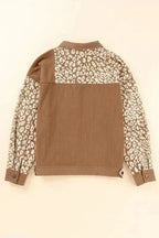 Corduroy Jackets Brown Leopard Print Corduroy Long Sleeve Jacket
