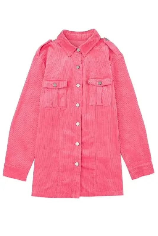 Corduroy Jackets Corduroy Buttoned Jacket with Flap Pockets