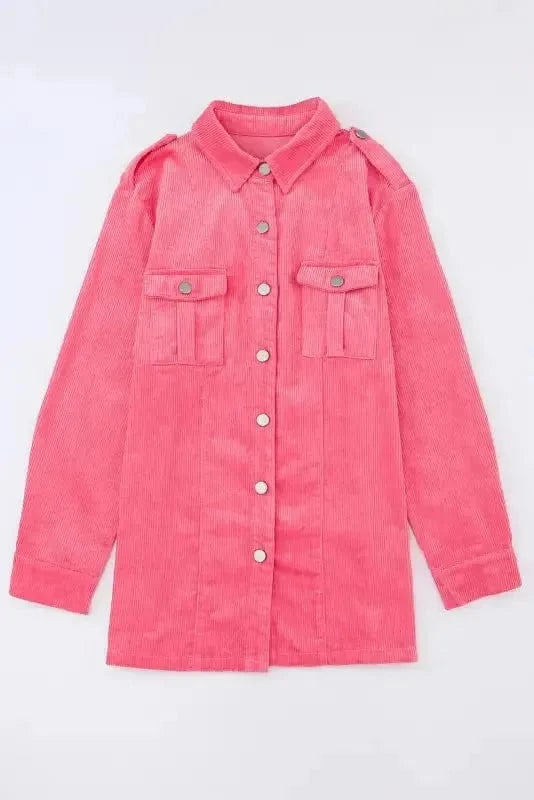 Corduroy Jackets Corduroy Buttoned Jacket with Flap Pockets