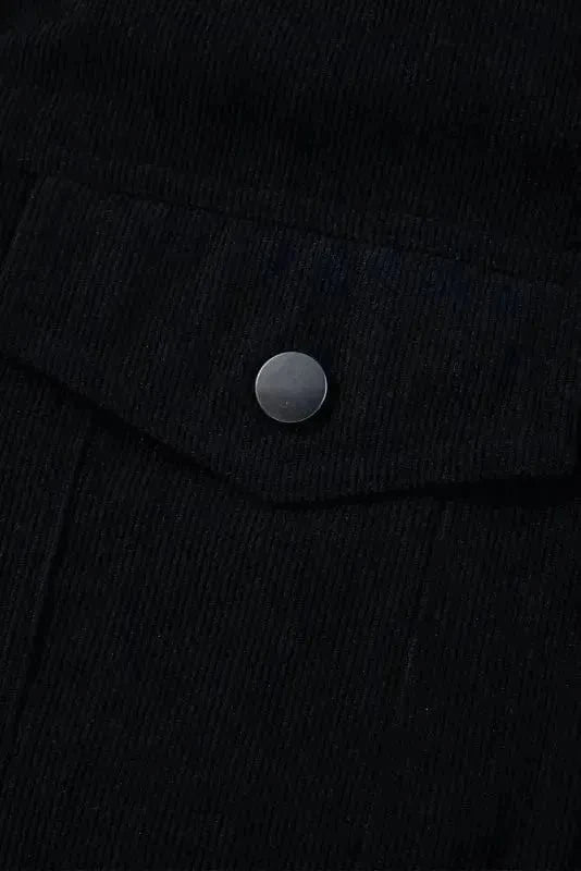 Corduroy Jackets Elegant Fleece-Lined Corduroy Crop Jacket