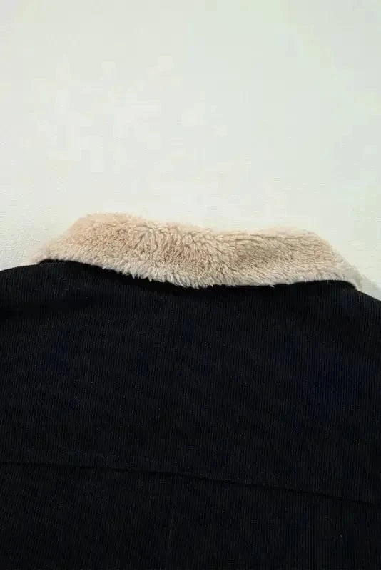 Corduroy Jackets Elegant Fleece-Lined Corduroy Crop Jacket