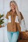 Corduroy Jackets Gray Leopard Patchwork Corduroy Buttoned Shirt Jacket