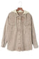 Corduroy Jackets Green Color Block Button Down Hooded Corduroy Jacket