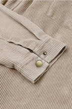 Corduroy Jackets Green Color Block Button Down Hooded Corduroy Jacket