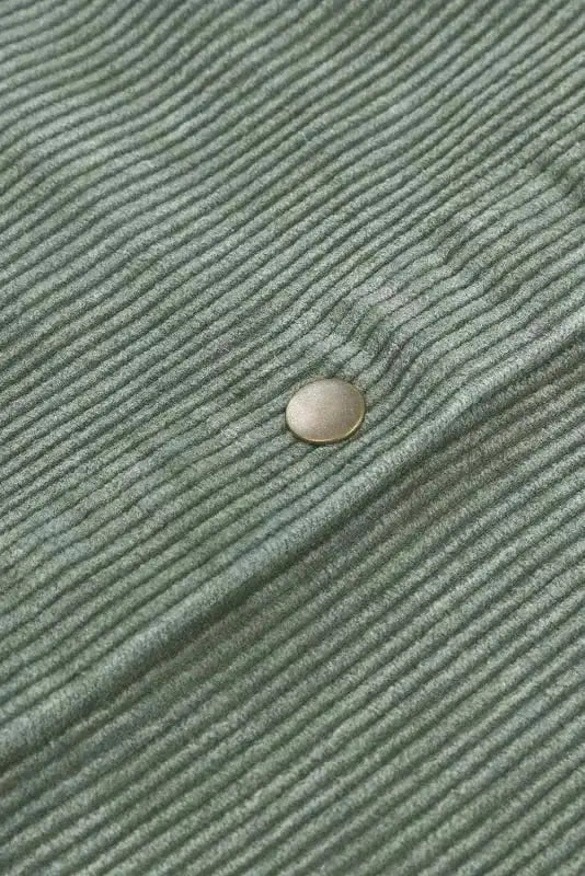Corduroy Jackets Green Color Block Button Down Hooded Corduroy Jacket