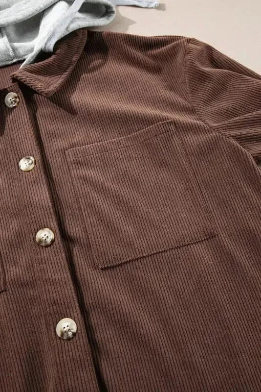 Corduroy Jackets Hooded Corduroy Shacket