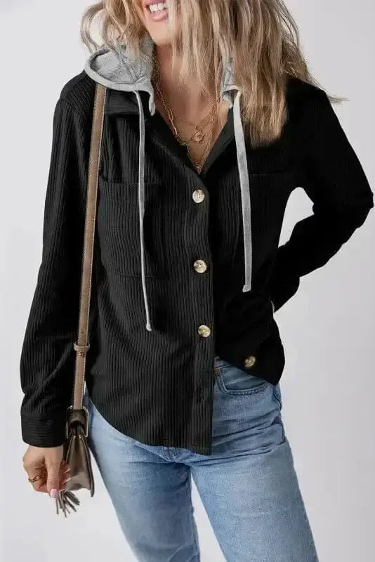 Corduroy Jackets Hooded Corduroy Shacket