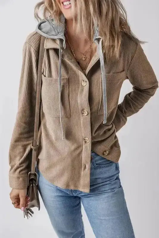 Corduroy Jackets Hooded Corduroy Shacket
