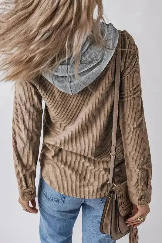 Corduroy Jackets Hooded Corduroy Shacket