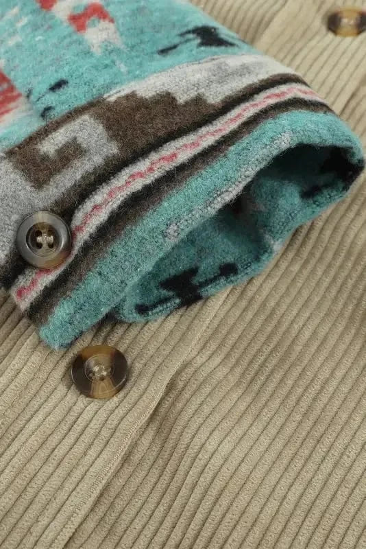 Corduroy Jackets Khaki Aztec Corduroy Shacket