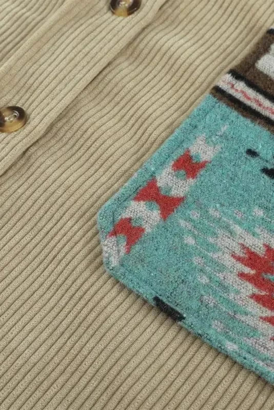 Corduroy Jackets Khaki Aztec Corduroy Shacket