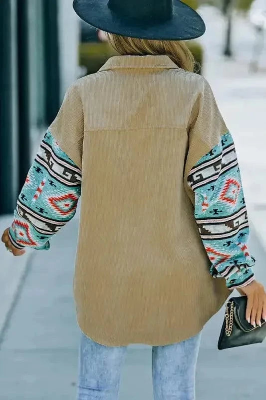 Corduroy Jackets Khaki Aztec Corduroy Shacket